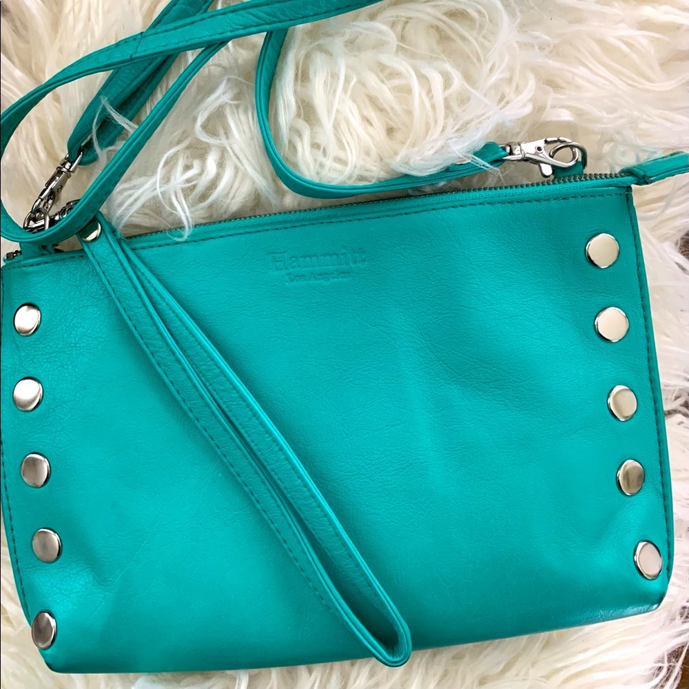 Hammitt Silver Studded Top Zip Crossbody/Wristlet